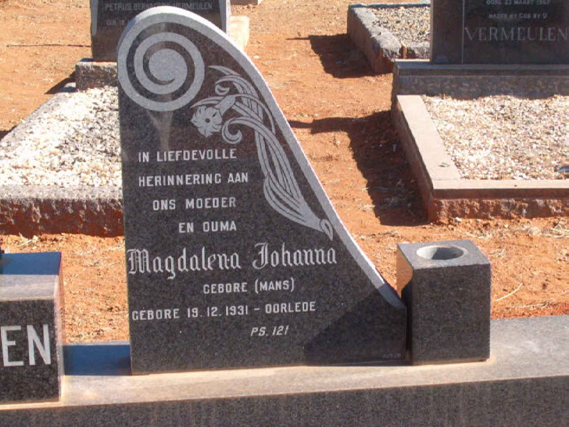 VERMEULEN Magdalena Johanna nee MANS 1931-