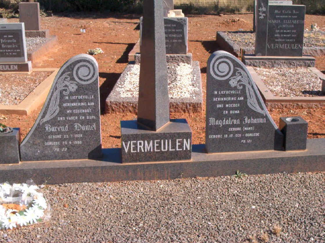 VERMEULEN Barend Daniël 1929-1980 &amp; Magdalena Johanna MANS 1931-