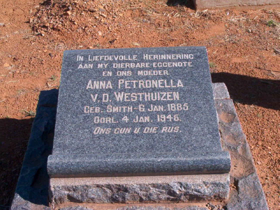 WESTHUIZEN Anna Petronella, van der neé SMITH 1885-1946