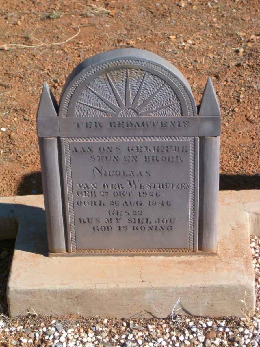 WESTHUIZEN Nicolaas, van der 1926-1946