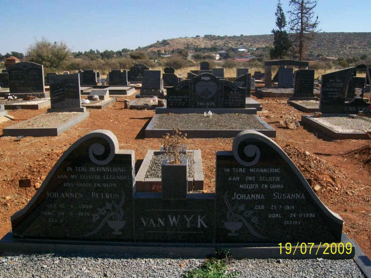 WYK Johannes Petrus, van 1908-1974 &amp; Johanna Susanna 1914-1996