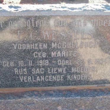 WESSELS E.C., formerly MCGULLOUGH neé MARITZ 1918-1964