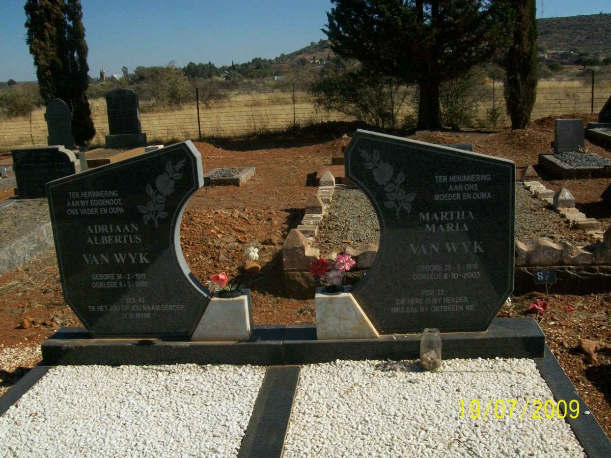 WYK Adriaan Albertus, van 1911-2000 &amp; Martha Maria 1916-2003