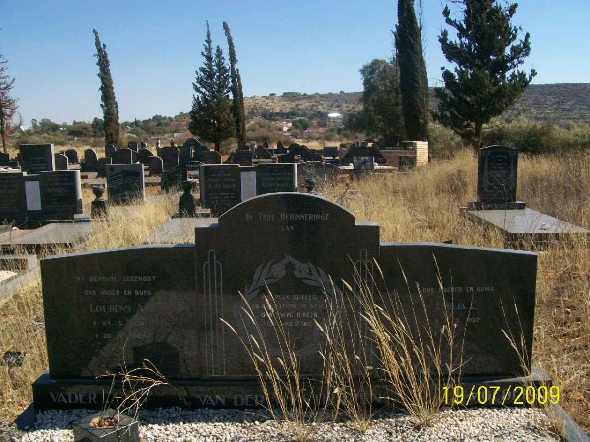WESTHUIZEN Lourens A. 1928-19? &amp; Emilia E. 1932-