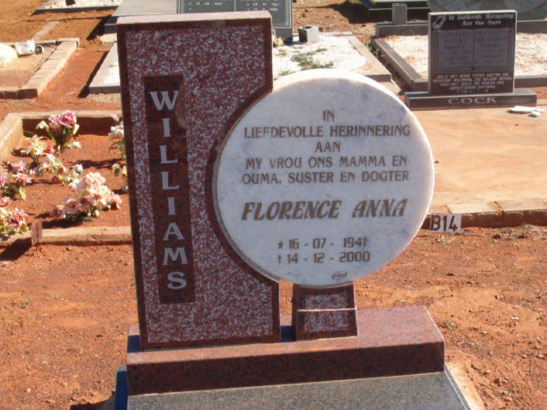 WILLIAMS Florence Anna 1941-2000