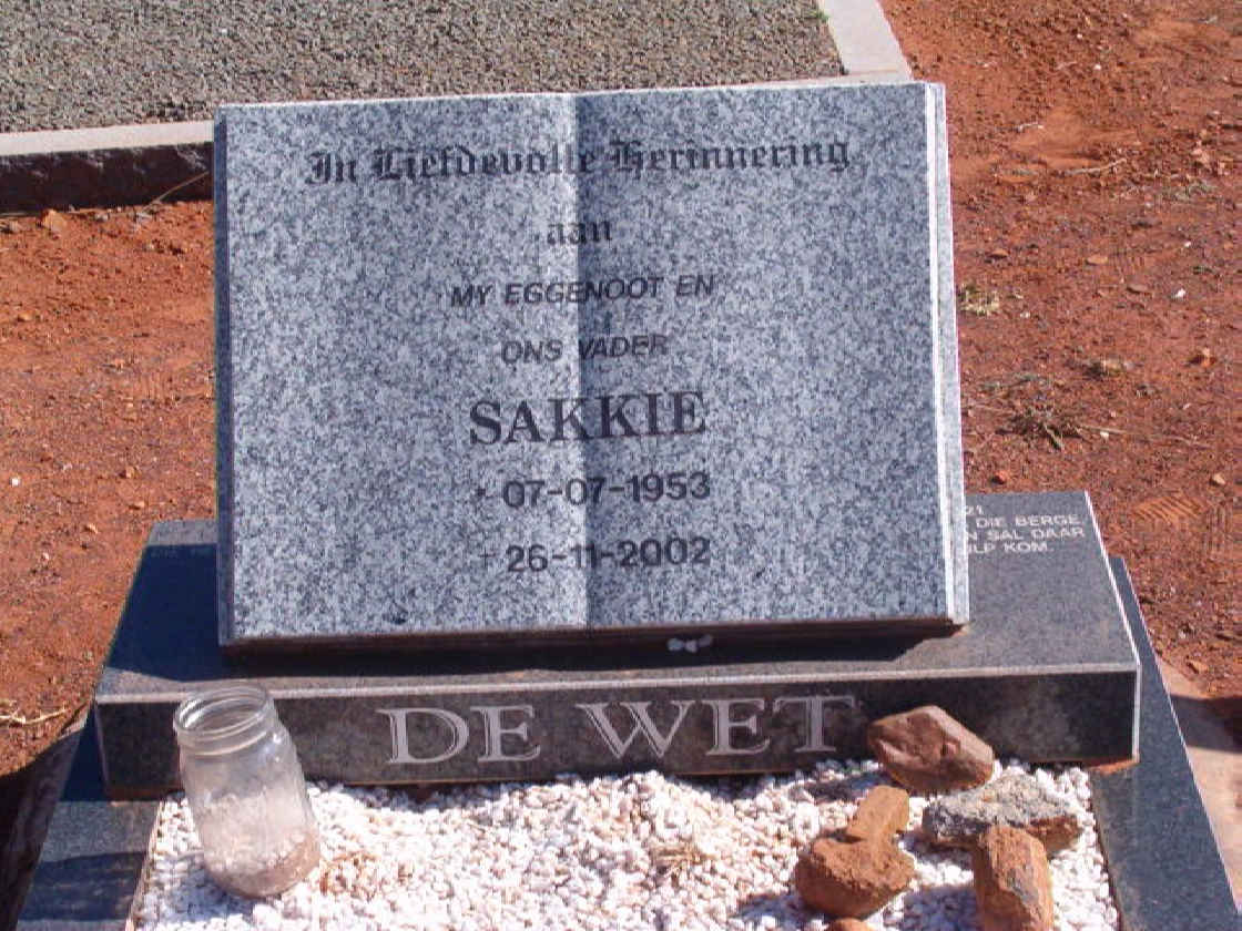 WET Sakkie, de 1953-2002