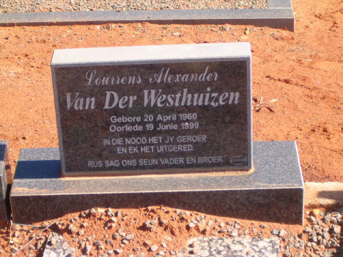 WESTHUIZEN Lourrens Alexander, van der 1960-1999