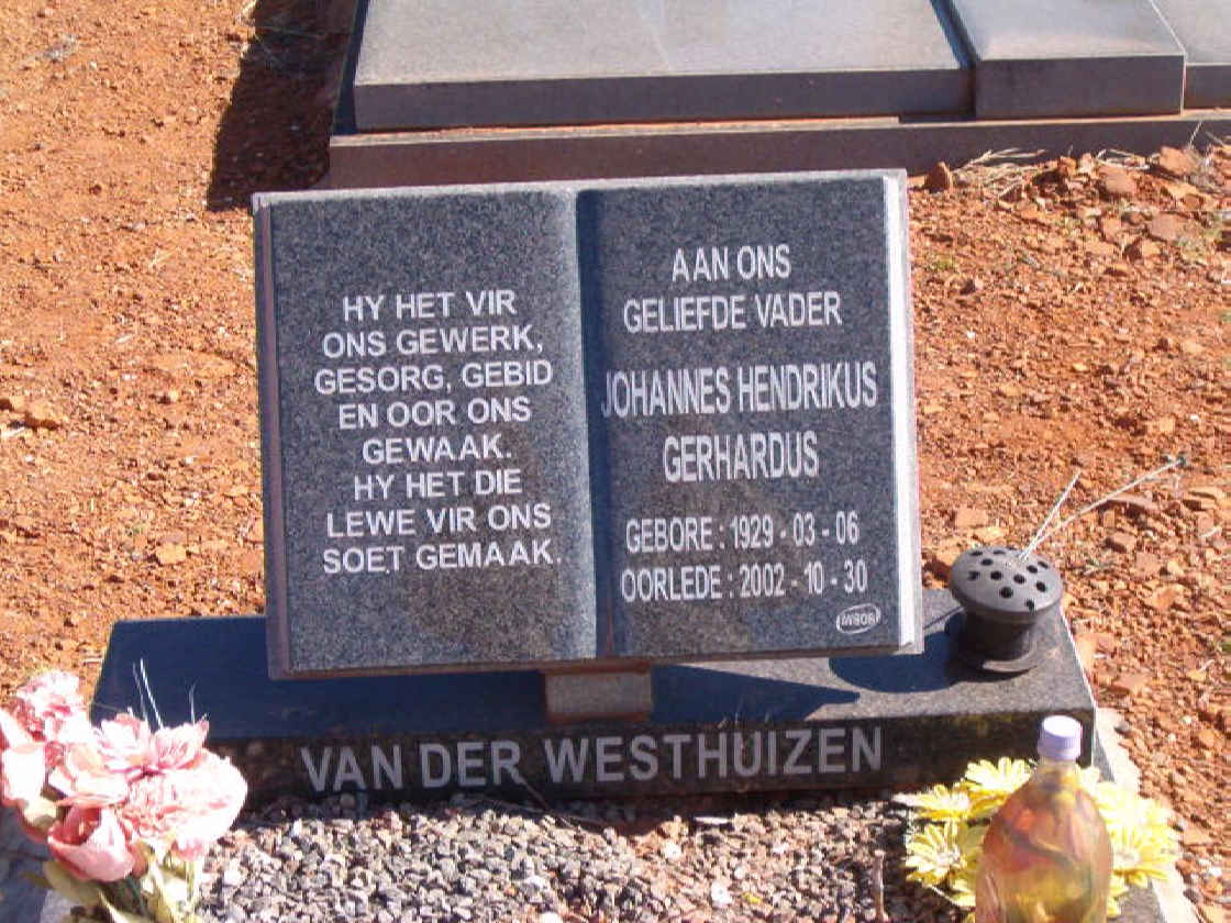 WESTHUIZEN Johannes Hendrikus Gerhardus, van der 1929-2002