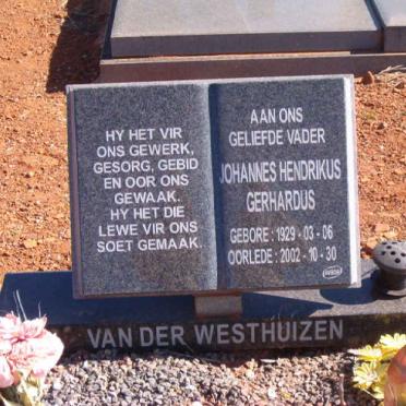 WESTHUIZEN Johannes Hendrikus Gerhardus, van der 1929-2002