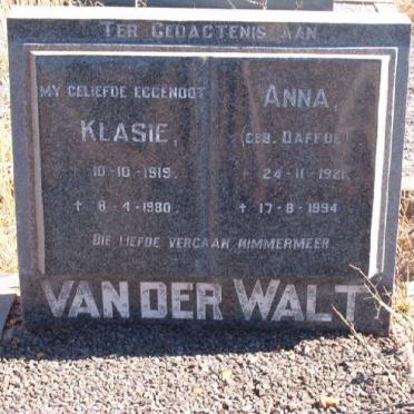 WALT Klasie, van der 1919-1980 &amp; Anna DAFFUE 1921-1994