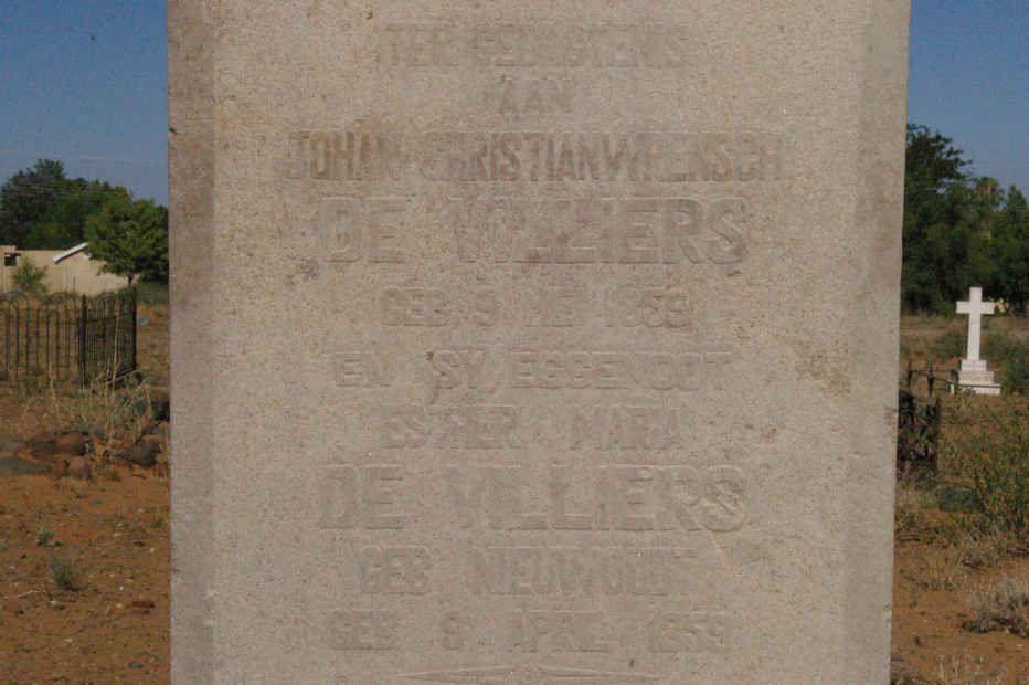 VILLIERS Johan Christian Wrensch, de 1859- &amp; Esther Maria nee NIEUWOUDT 1859-