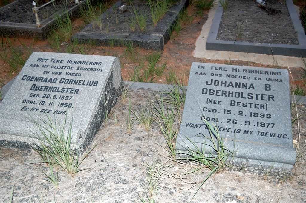 OBERHOLSTER Coenraad Cornelius 1897-1950 &amp; Johanna B. BESTER 1893-1977