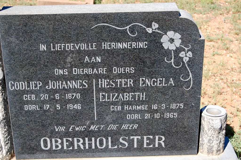 OBERHOLSTER Godliep Johannes 1870-1946 &amp; Hester Engela Elizabeth HARMSE 1875-1965