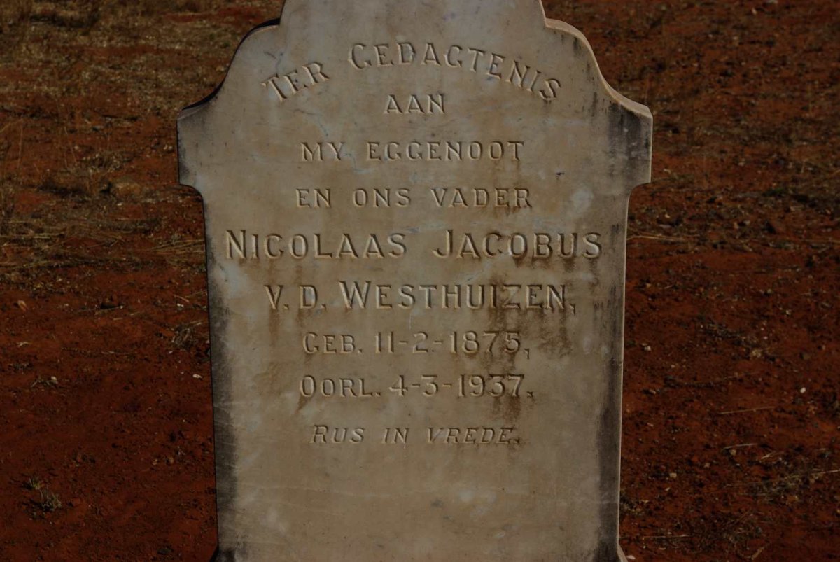 WESTHUIZEN Nicolaas Jacobus, v.d. 1875-1937