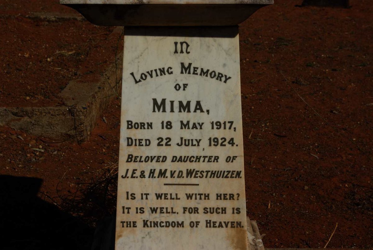 WESTHUIZEN Mima, v.d. 1917-1924