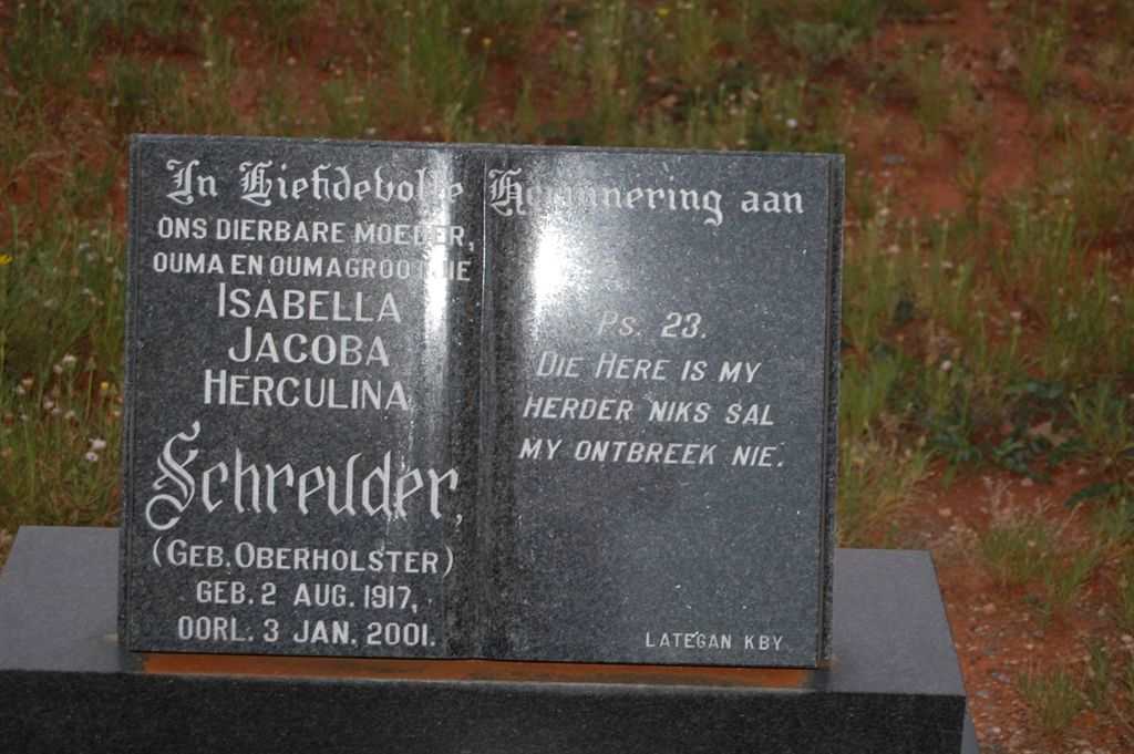 SCHREUDER Isabella Jacoba Herculina née OBERHOLSTER 1917-2001