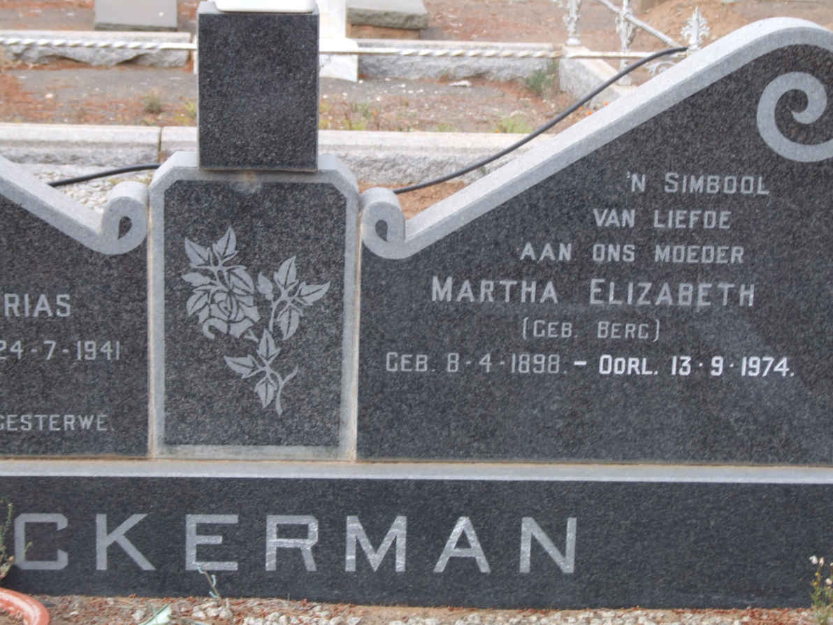 ACKERMAN Martha Elizabeth nee BERG 1898-1974