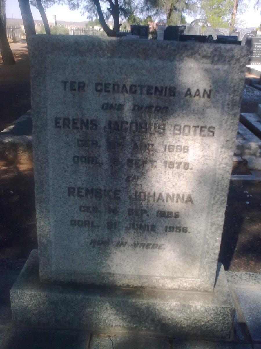 BOTES Erens Jacobus 1896-1970 &amp; Renske Johanna 1896-1956