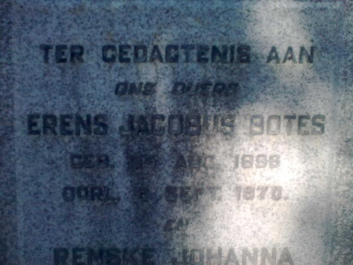 BOTES Erens Jacobus 1896-1970 &amp; Renske Johanna 1896-1956