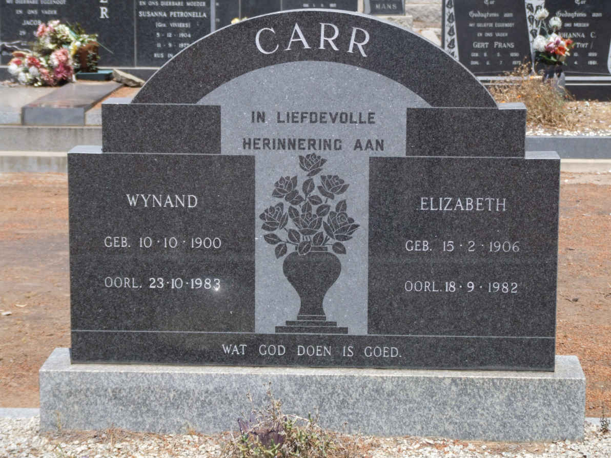 CARR Wynand 1900-1983 &amp; Elizabeth 1906-1982