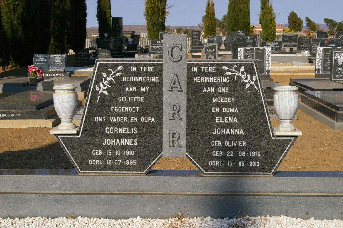 CARR Cornelis Johannes 1910-1995 &amp; Elena Johanna OLIVIER 1916-2013