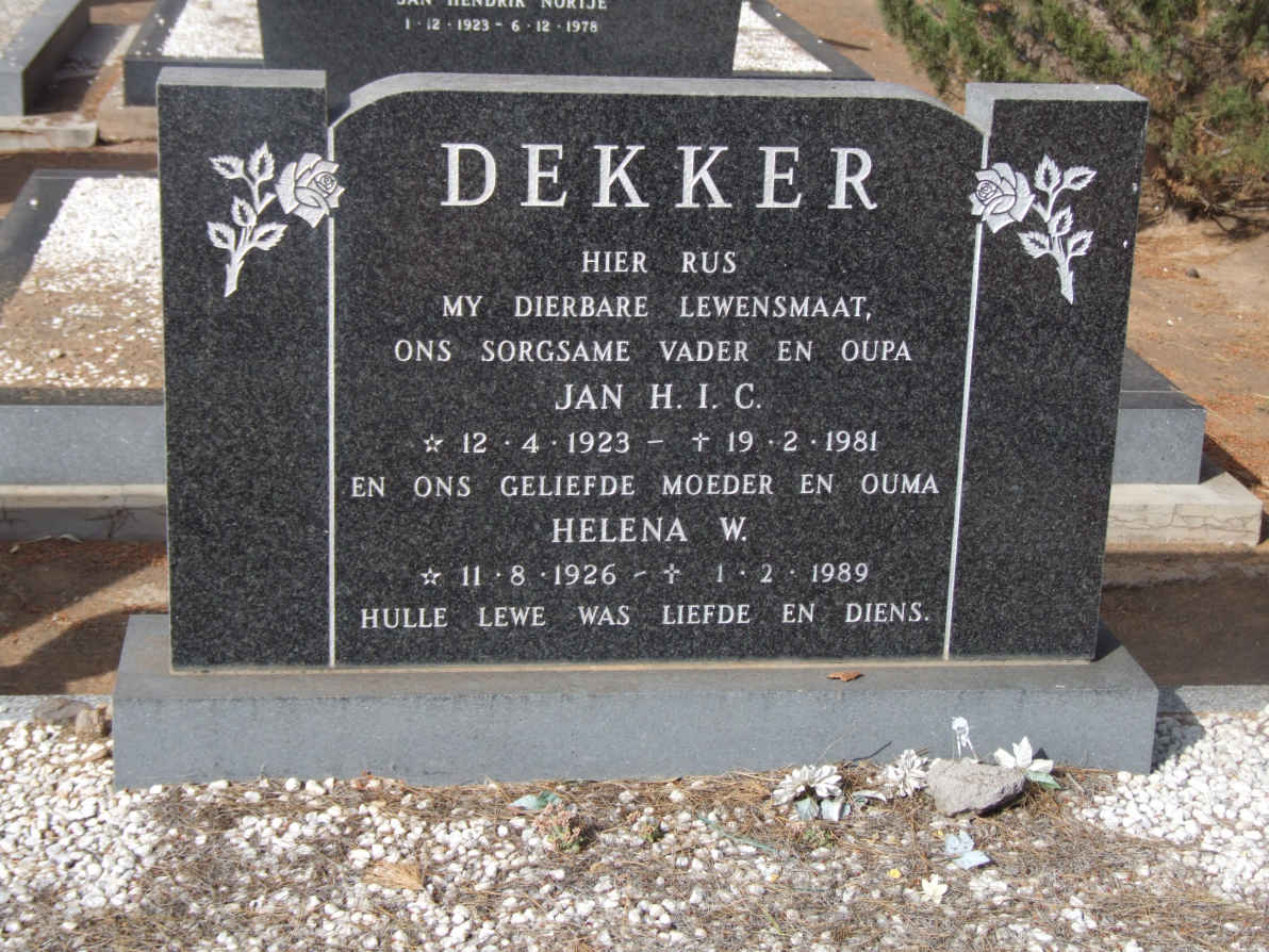 DEKKER Jan H.I.C. 1923-1981 &amp; Helena W. 1926-1989