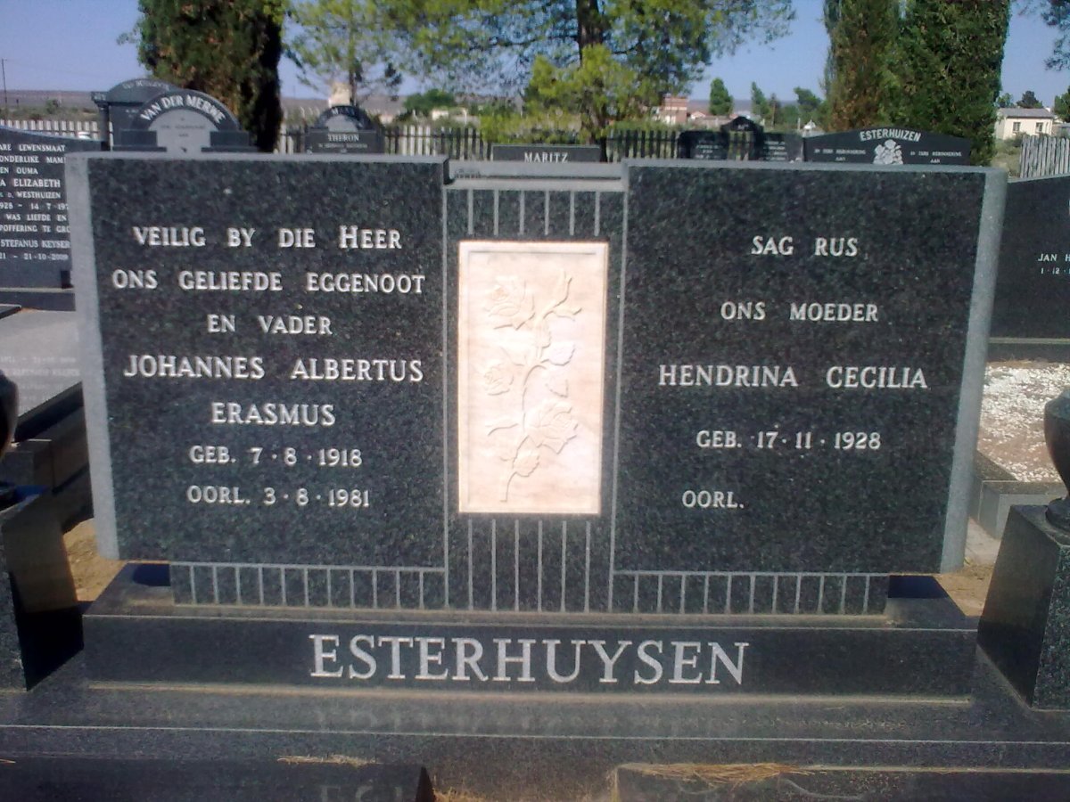 ESTERHUYSEN Johannes Albertus Erasmus 1918-1981 &amp; Hendrina Cecilia 1928-