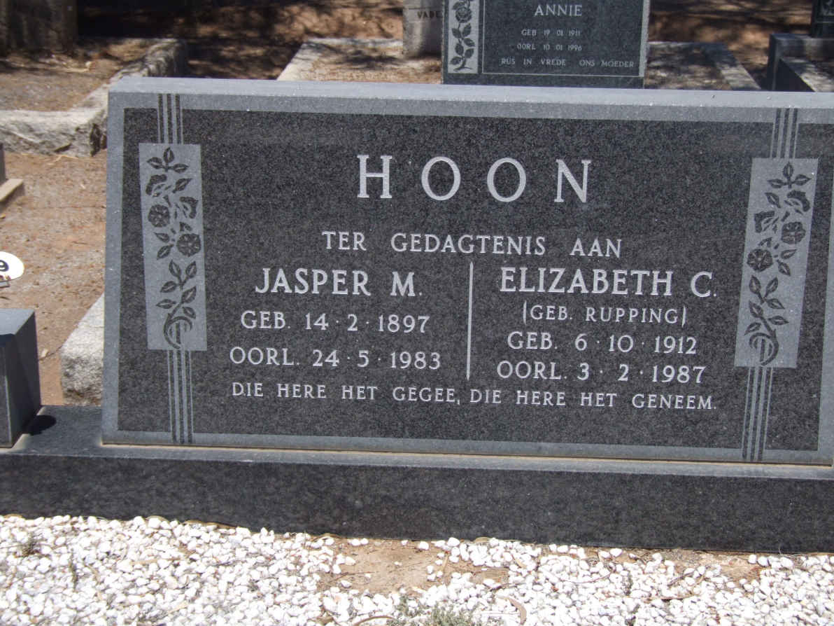 HOON Jasper M. 1897-1983 &amp; Elizabeth C. RUPPING 1912-1987
