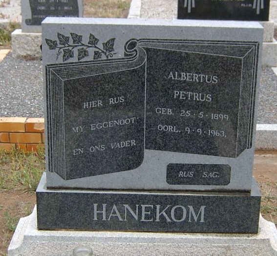 HANEKOM Albertus Petrus 1899-1963
