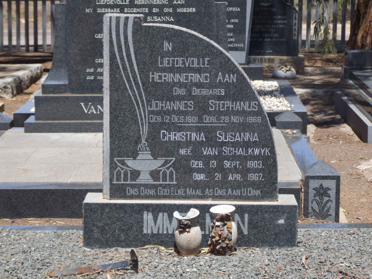 IMMELMAN Christina Susanna nee VAN SCHALKWYK 1903-1967