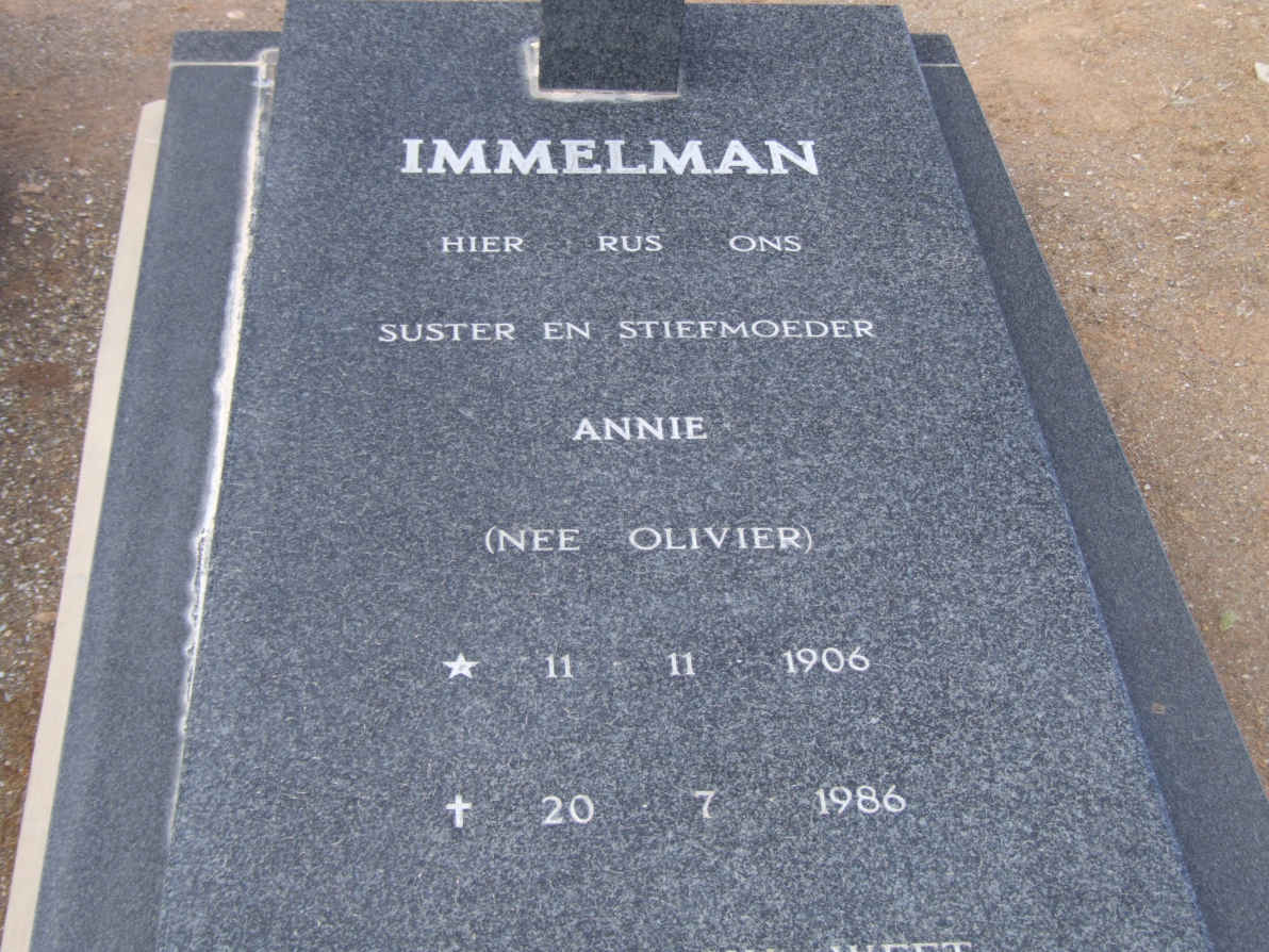 IMMELMAN Annie nee OLIVIER 1906-1986