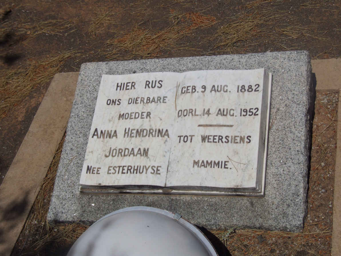 JORDAAN Anna Hendrina nee ESTERHUYSE 1882-1952