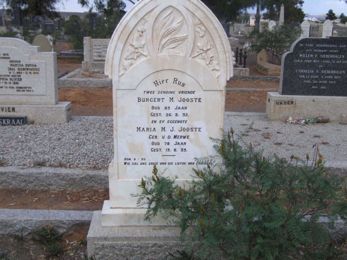 JOOSTE Burgert M.  -1932 &amp; Maria M. J. V.D. MERWE -1933