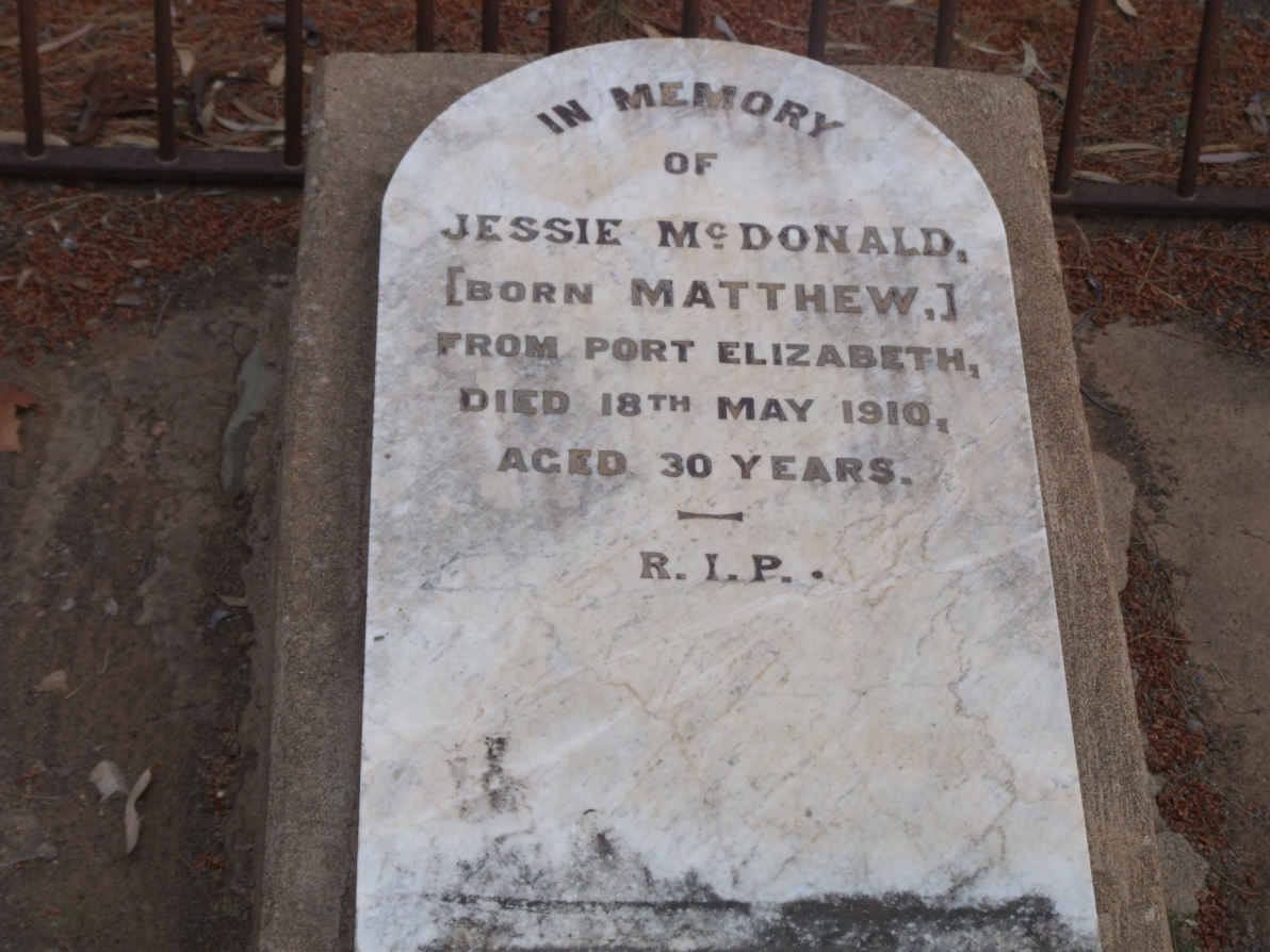 McDONALD Jessie nee MATTHEW -1910