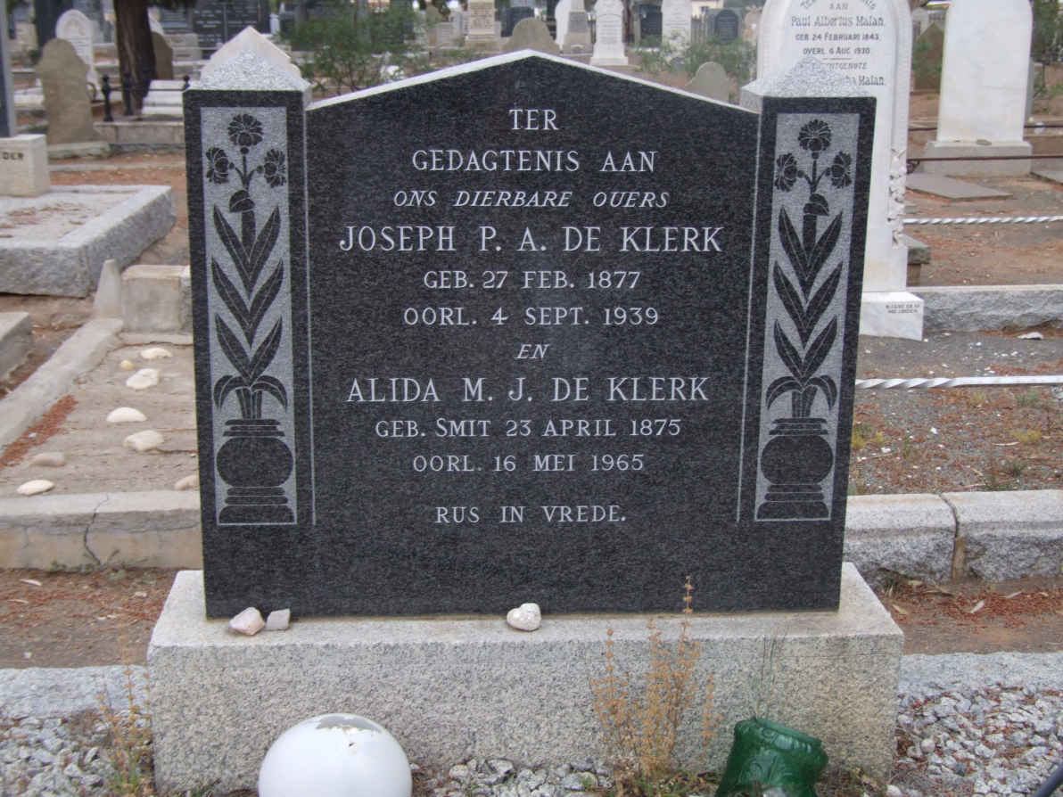 KLERK Joseph P.A., de 1877-1939 &amp; Alida M.H. SMIT 1875-1965
