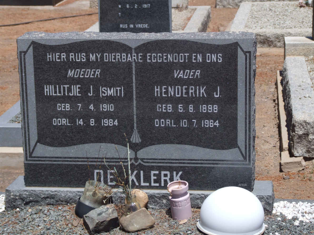 KLERK Henderik J., de 1898-1964 &amp; Hillitjie J. SMIT 1910-1984