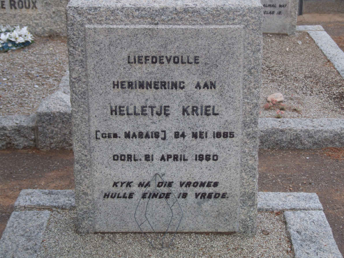 KRIEL Helletjie Kriel nee MARAIS 1885-1960