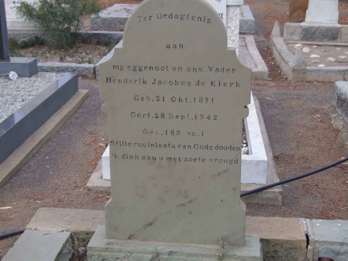KLERK Henderik Jacobus, de 1871-1942