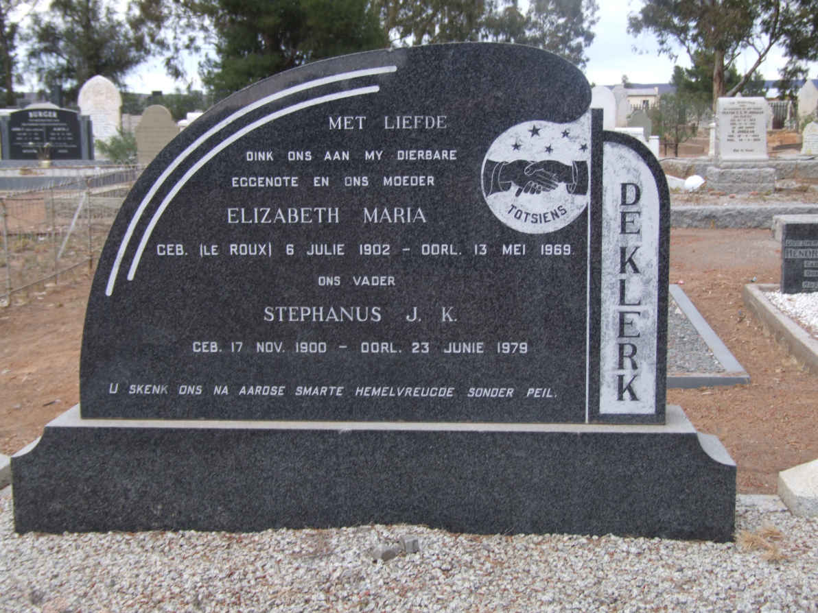 KLERK Stephanus J.K., de 1900-1979 &amp; Elizabeth Maria LE ROUX 1902-1969