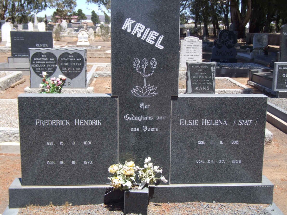 KRIEL Frederick Hendrik 1891-1973 &amp; Elsie Helena SMIT 1902-1996