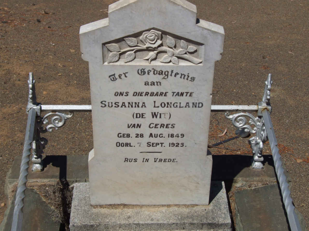 LONGLAND Susanna nee DE WIT 1849-1925