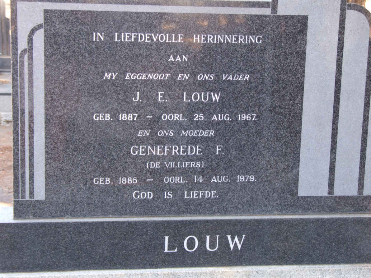 LOUW J.E. 1887-1967 &amp; Genefrede F. DE VILLIERS 1885-1979