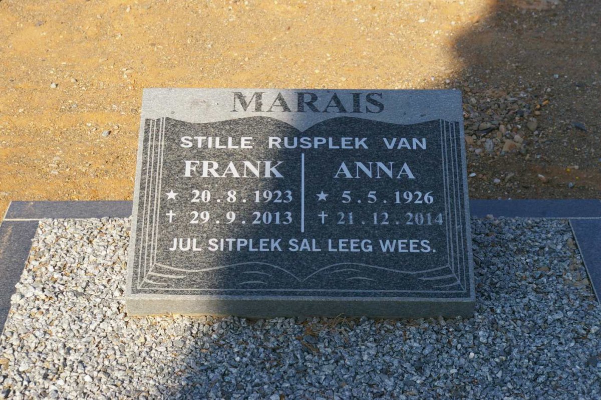 MARAIS Frank 1923-2013 &amp; Anna 1926-2014