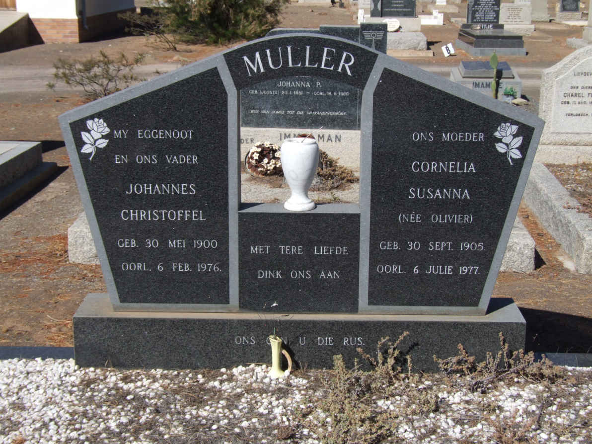 MULLER Johannes Christoffel 1900-1976 &amp; Cornelia Susanna OLIVIER 1905-1977