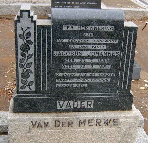 MERWE Jacobus Johannes, van der 1892-1954