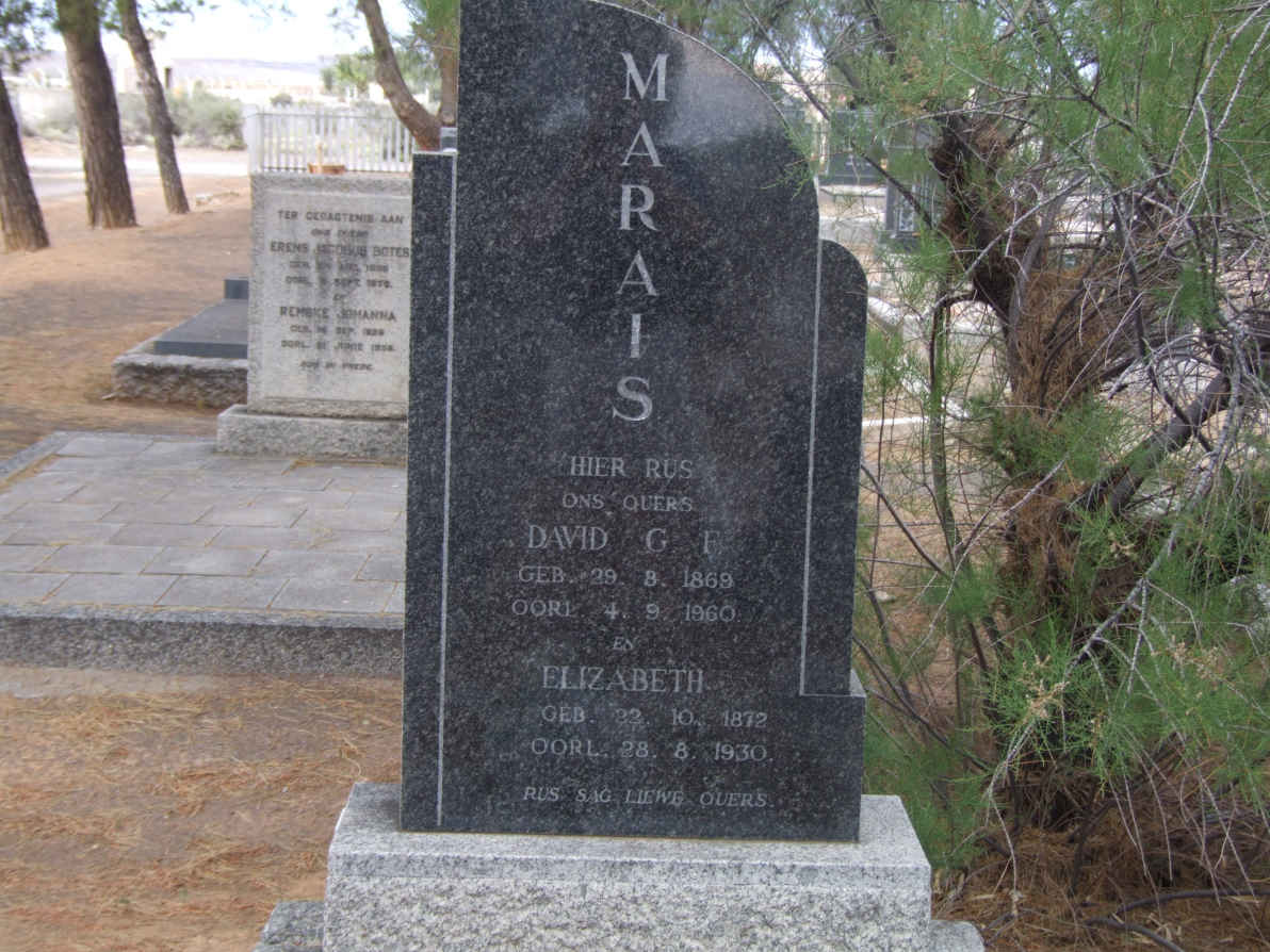 MARAIS David G.F. 1869-1960 &amp; Elizabeth 1872-1930