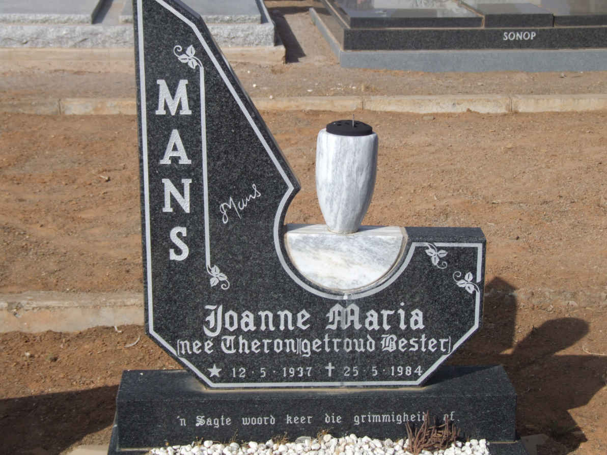 MANS Joanne Maria nee THERON voorheen BESTER 1937-1984