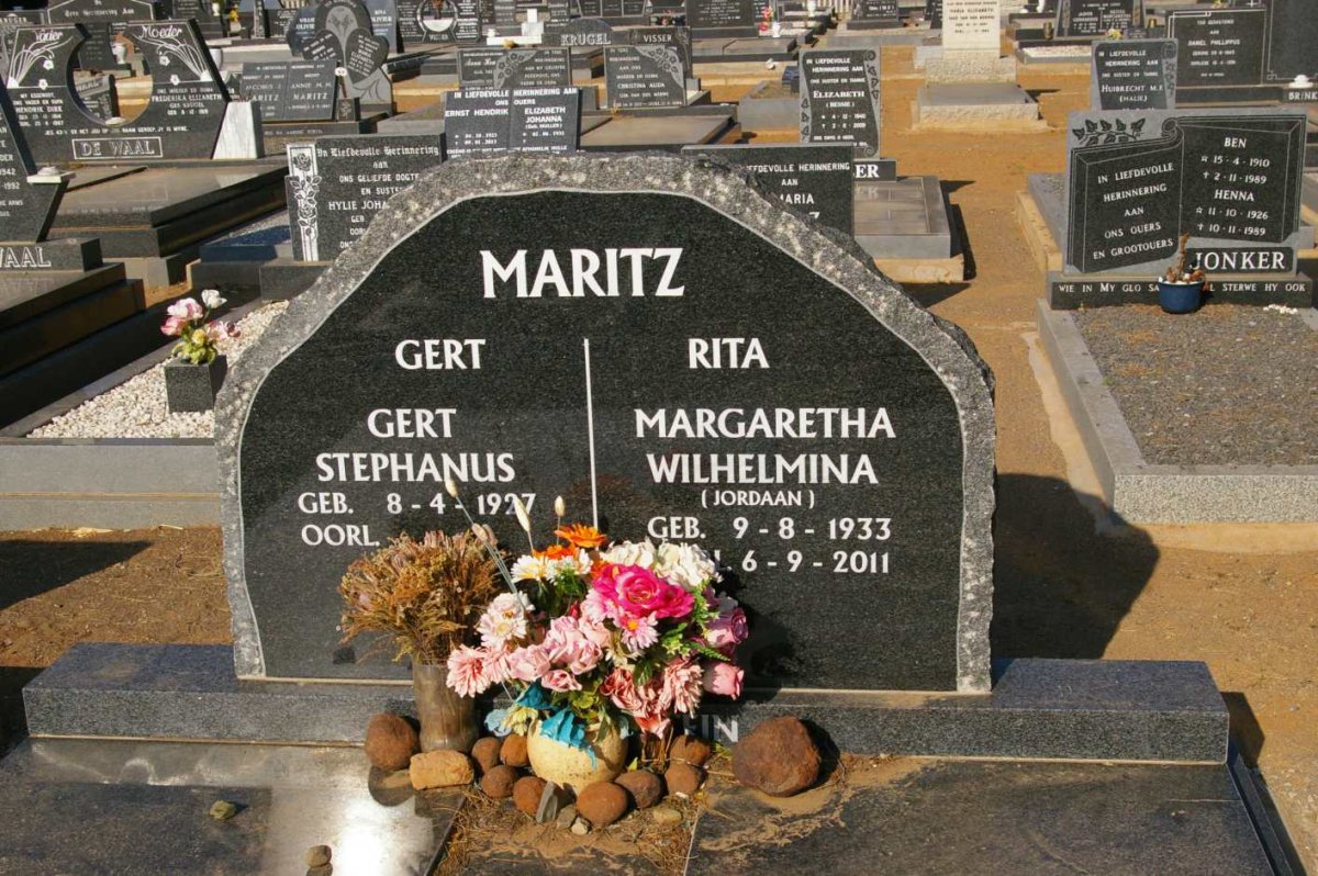 MARITZ Gert Stephanus 1927- &amp; Margaretha Wilhelmina JORDAAN 1933-2011