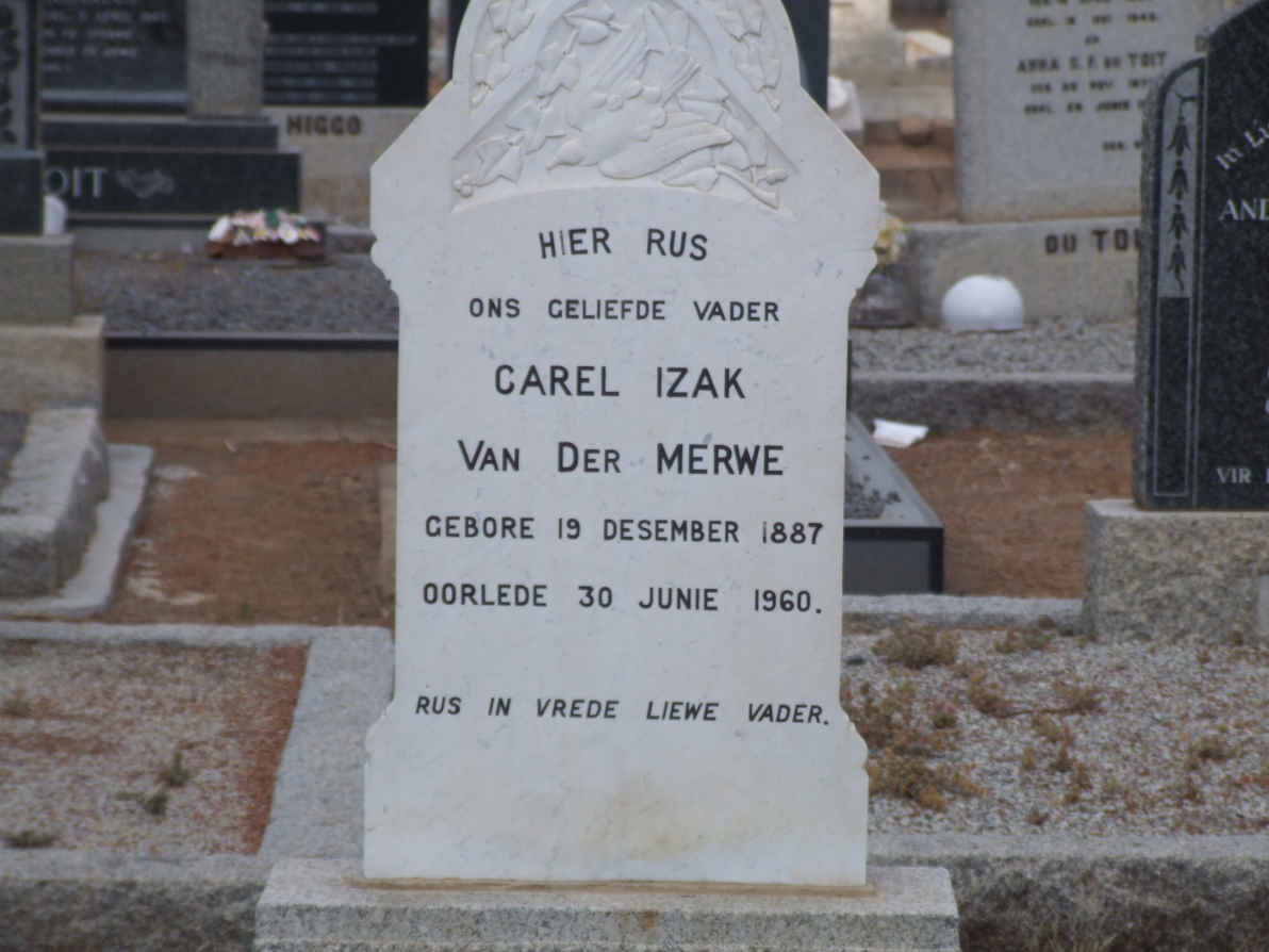 MERWE Carel Izak, van der 1887-1960