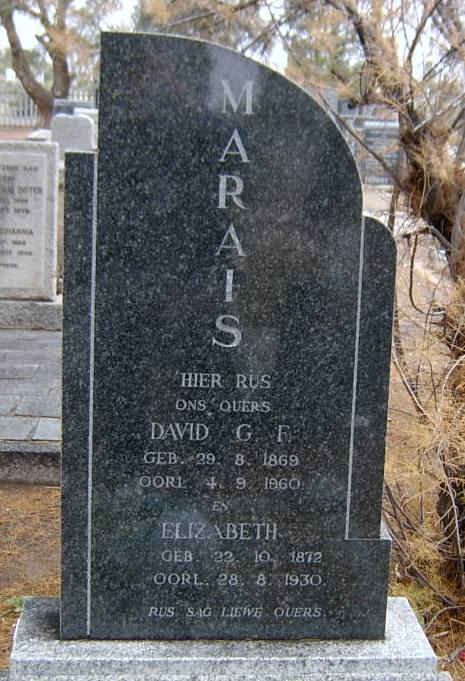 MARAIS David G.F. 1869-1960 &amp; Elizabeth 1872-1930